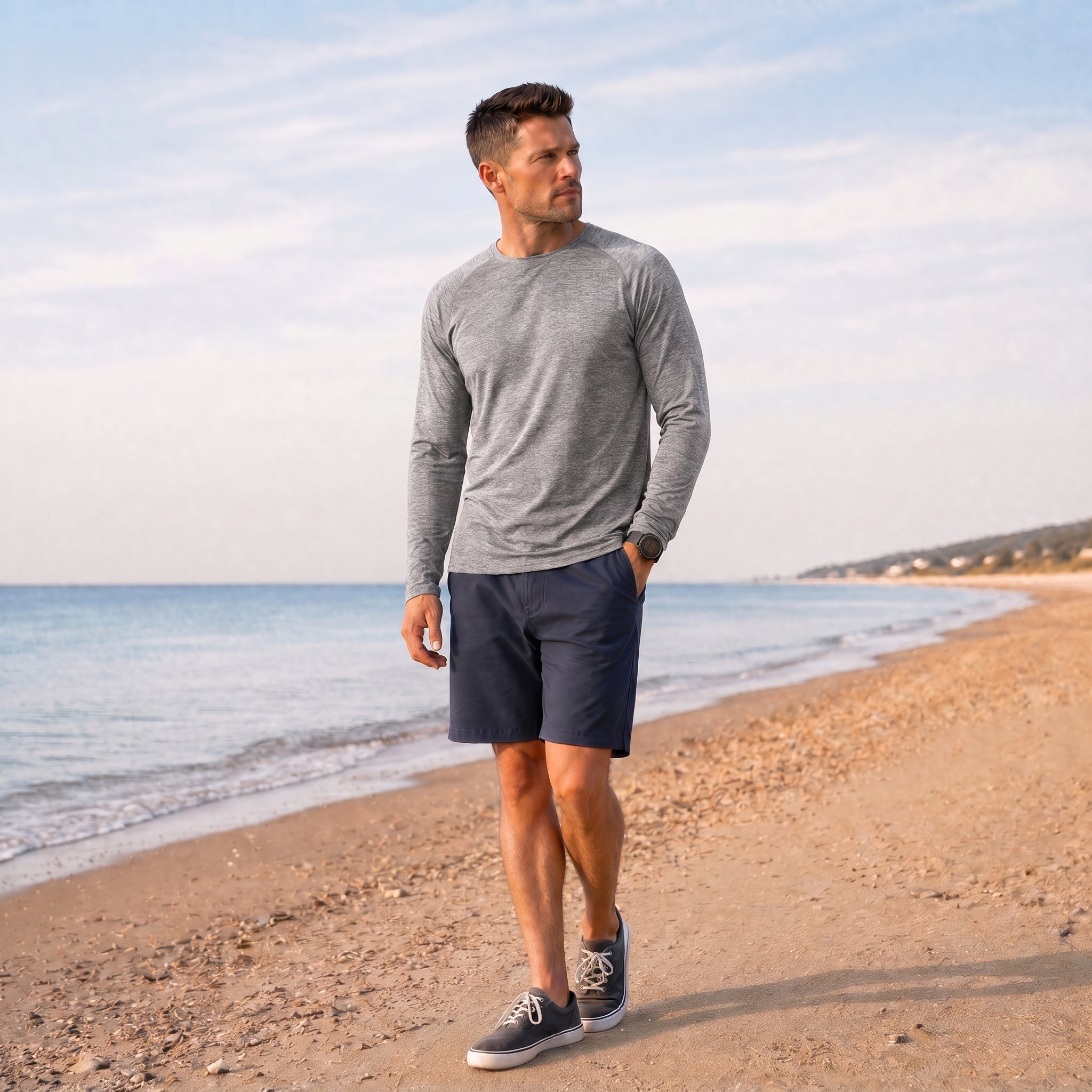 Dark Grey MAGCOMSEN Men UPF 50 Plus Sun Protection Shirt - Quick Dry Cooling Long Sleeve Raglan Tee in #Color_Dark Grey