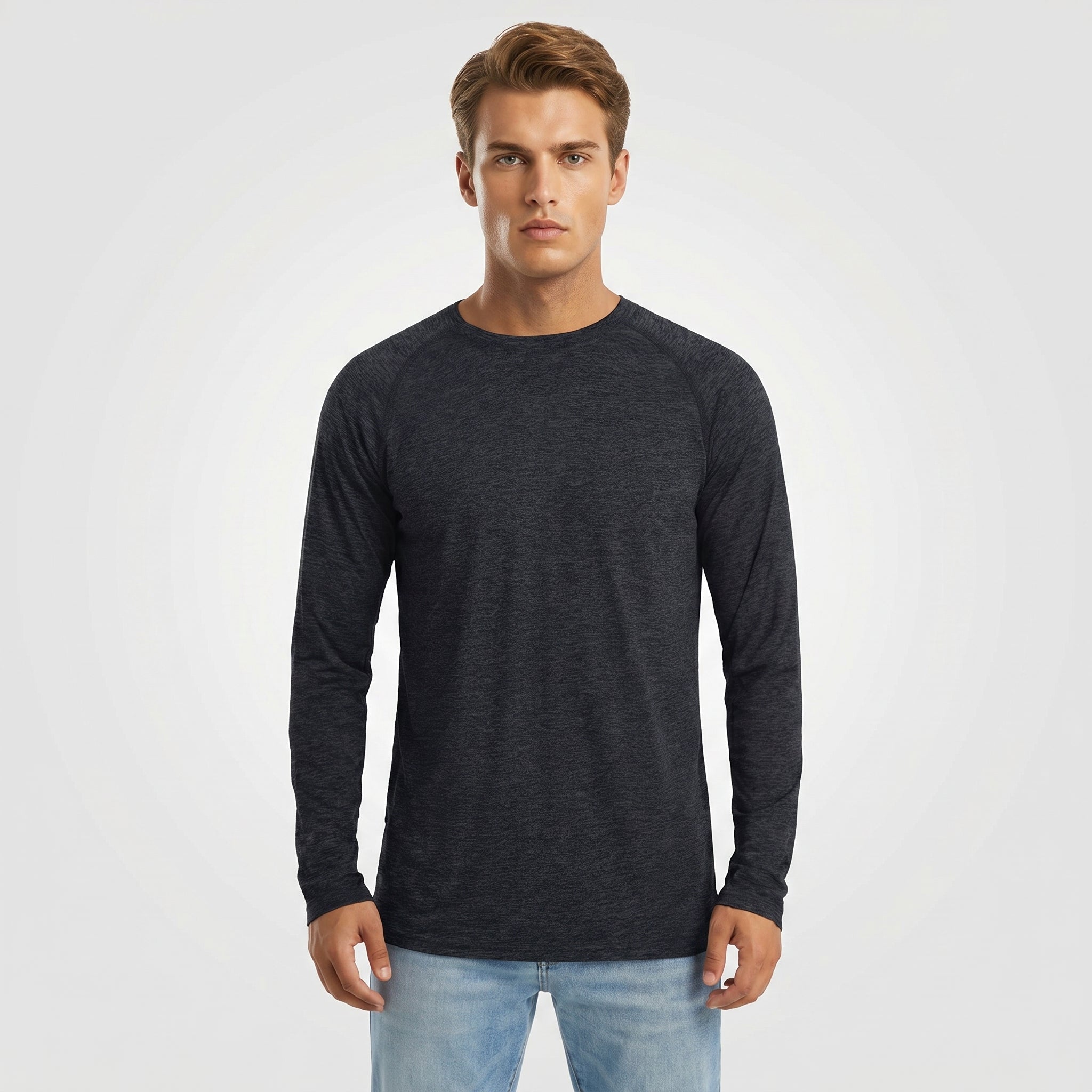 Black MAGCOMSEN Men UPF 50 Plus Sun Protection Shirt - Quick Dry Cooling Long Sleeve Raglan Tee in #Color_Black