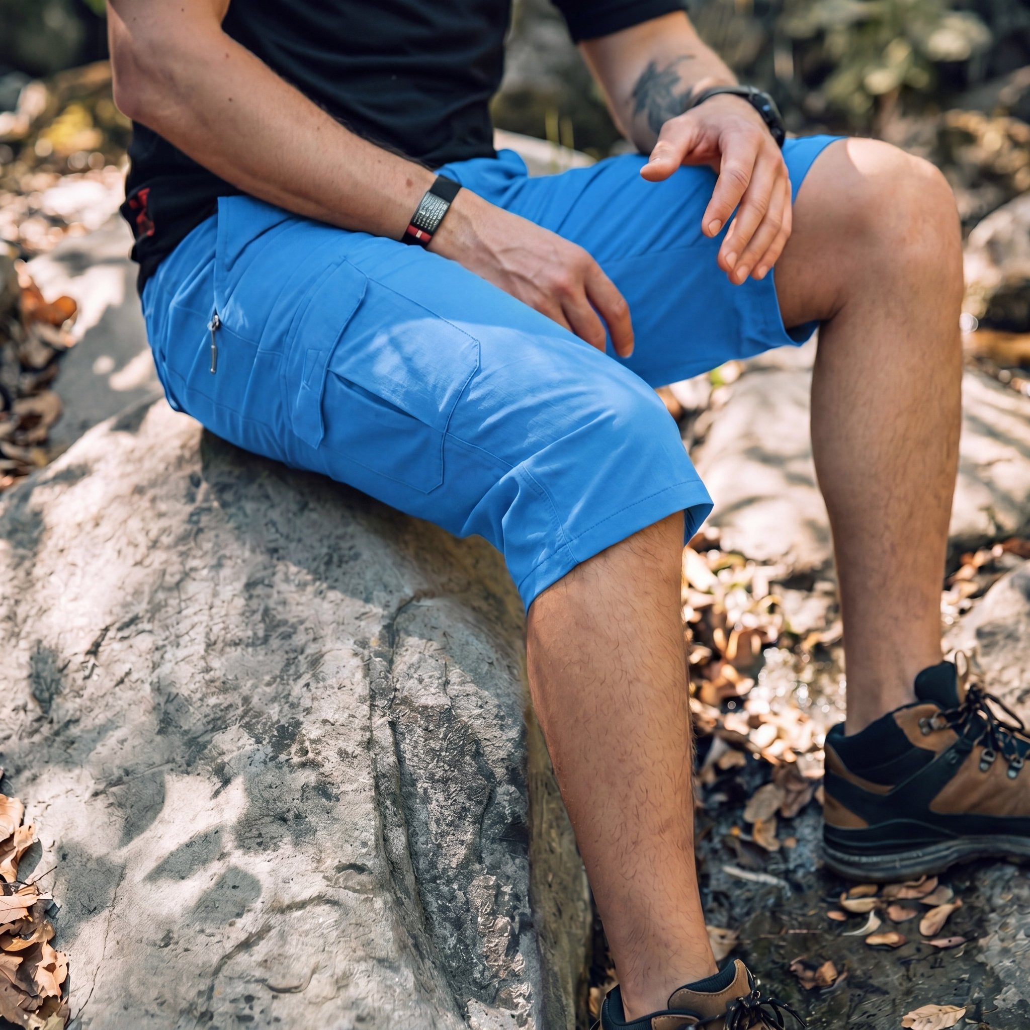 Men's 3/4 Hiking Capri Pants - Quick Dry Below Knee Shorts with 5 Pockets Azure by MAGCOMSEN