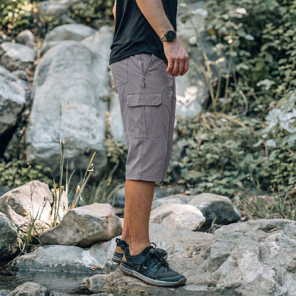 Men's 3/4 Hiking Capri Pants - Quick Dry Below Knee Shorts with 5 Pockets Light Grey by MAGCOMSEN