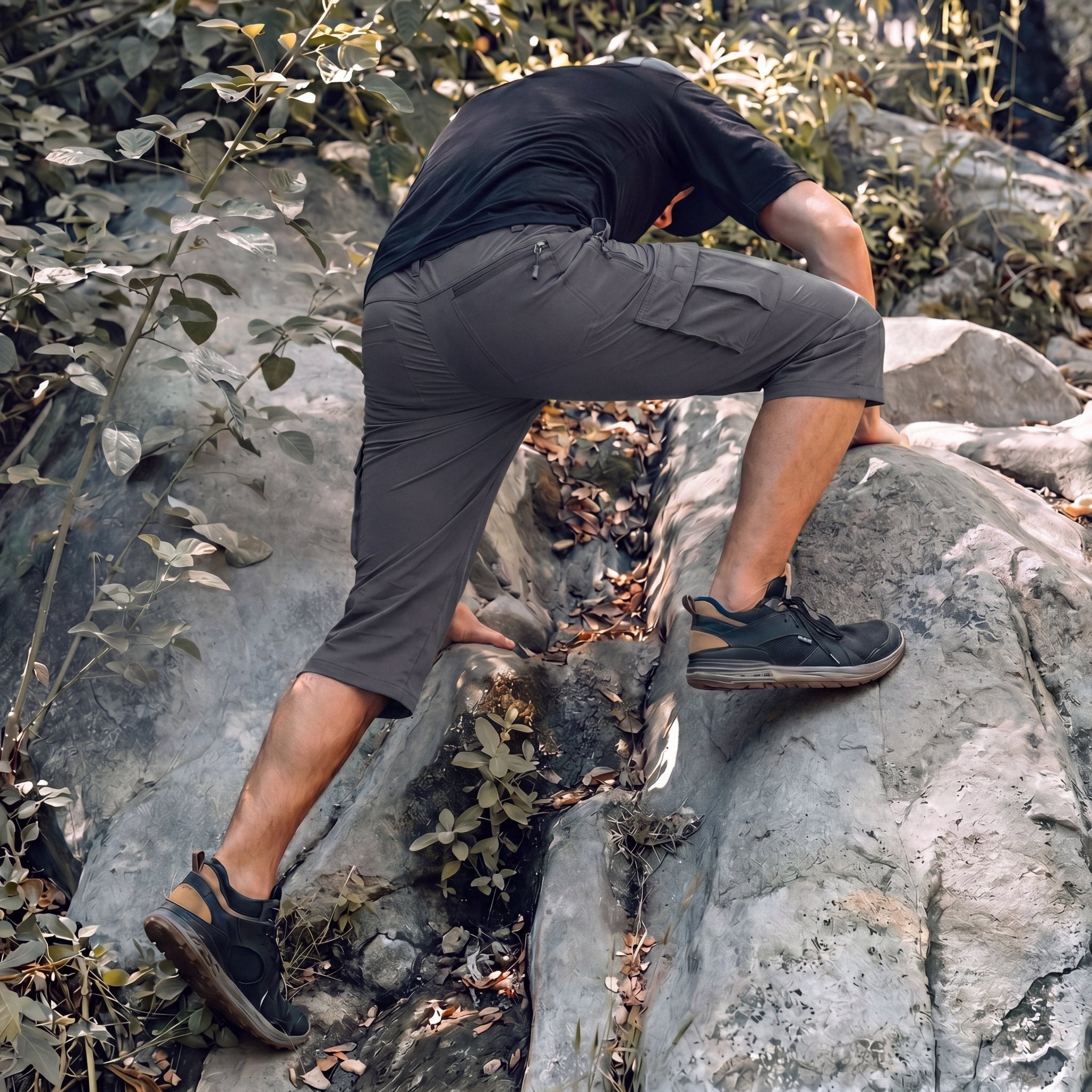 Men's 3/4 Hiking Capri Pants - Quick Dry Below Knee Shorts with 5 Pockets Dark grey by MAGCOMSEN