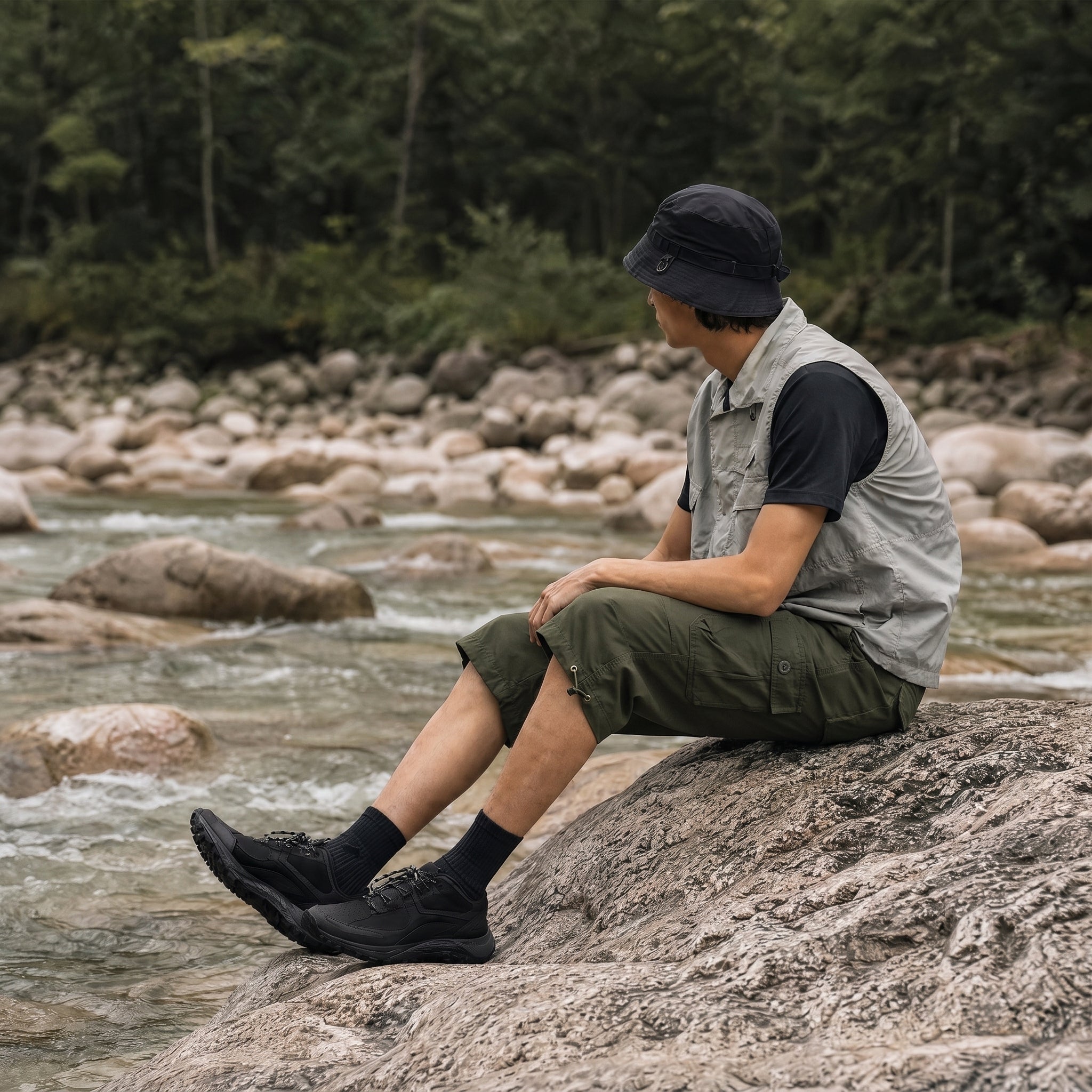 Men's Below Knee Cargo Shorts - Cotton, 7 Pockets, Work Capris Army Green by MAGCOMSEN