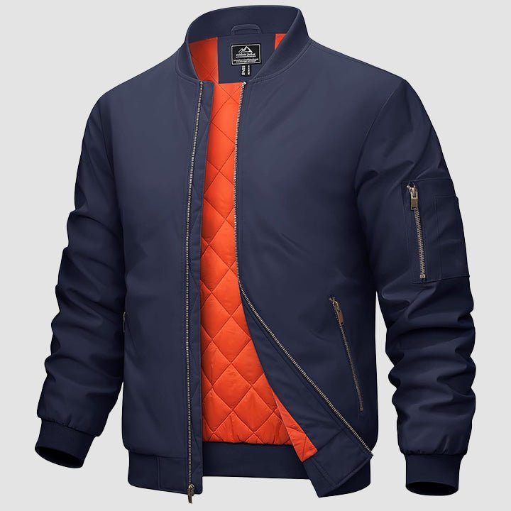 Men's Bomber Jacket – Casual Zip - Up Windbreaker Navy by MAGCOMSEN