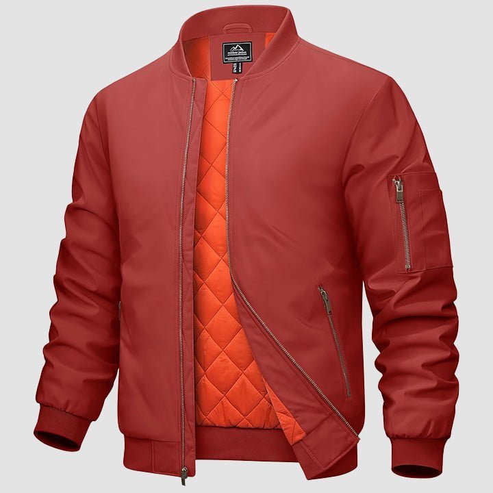 Men's Bomber Jacket – Casual Zip - Up Windbreaker Orange by MAGCOMSEN