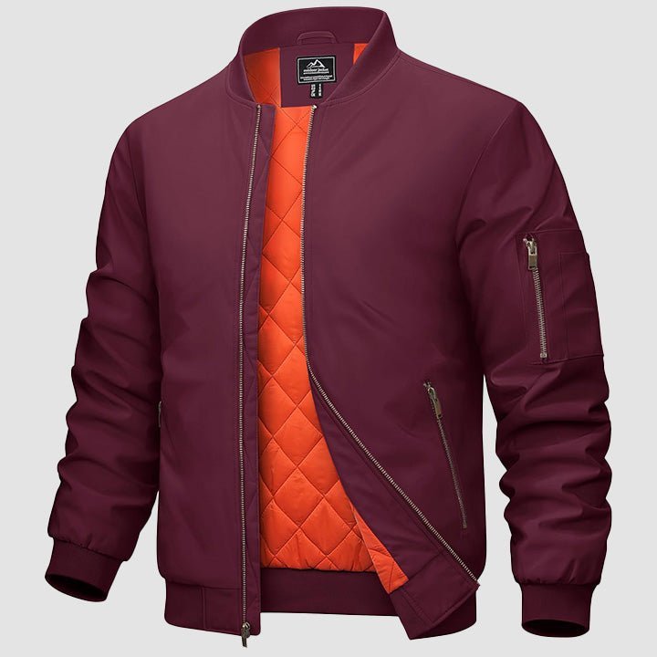 Men's Bomber Jacket – Casual Zip - Up Windbreaker Wine by MAGCOMSEN