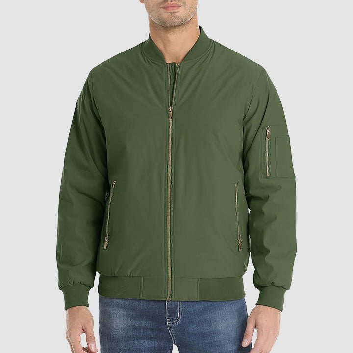 Men's Bomber Jacket – Casual Zip - Up Windbreaker Army Green by MAGCOMSEN