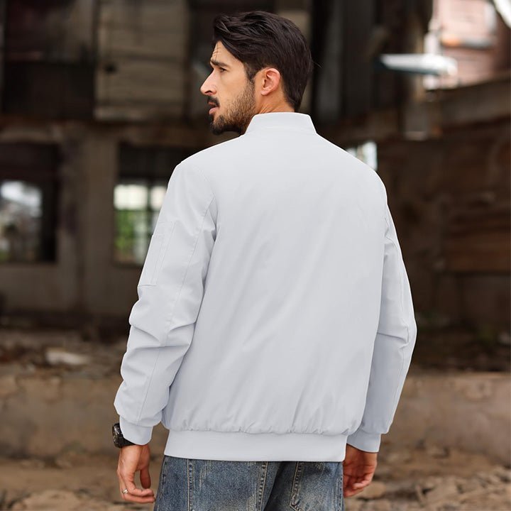 Men's Bomber Jacket – Casual Zip - Up Windbreaker White by MAGCOMSEN