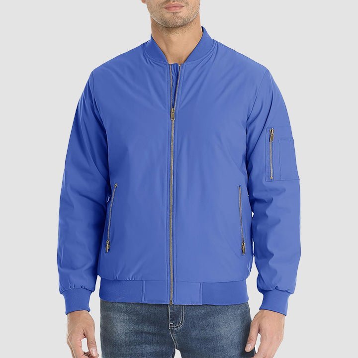 Men's Bomber Jacket – Casual Zip - Up Windbreaker Royal Blue by MAGCOMSEN