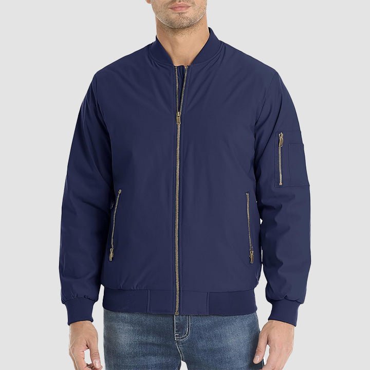 Men's Bomber Jacket – Casual Zip - Up Windbreaker Navy by MAGCOMSEN