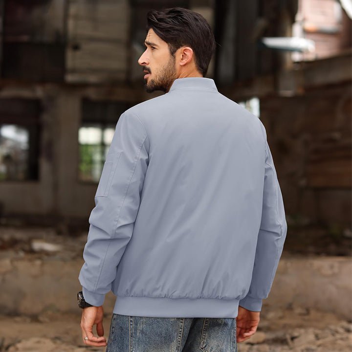 Men's Bomber Jacket – Casual Zip - Up Windbreaker Light Grey by MAGCOMSEN