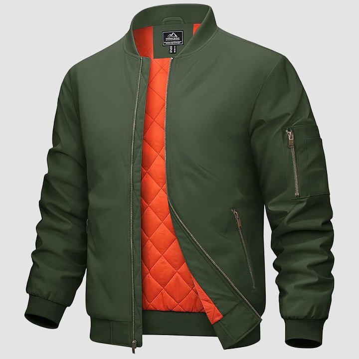 Men's Bomber Jacket – Casual Zip - Up Windbreaker Army Green by MAGCOMSEN