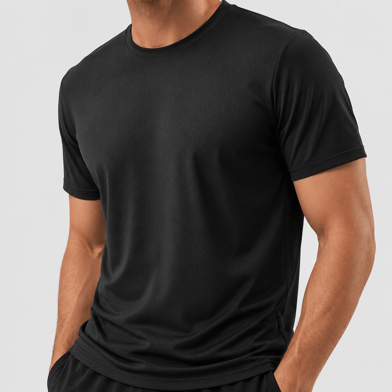 Men's Breathable Mesh Workout T-Shirt – Quick Dry 4-Way Stretch Black by MAGCOMSEN