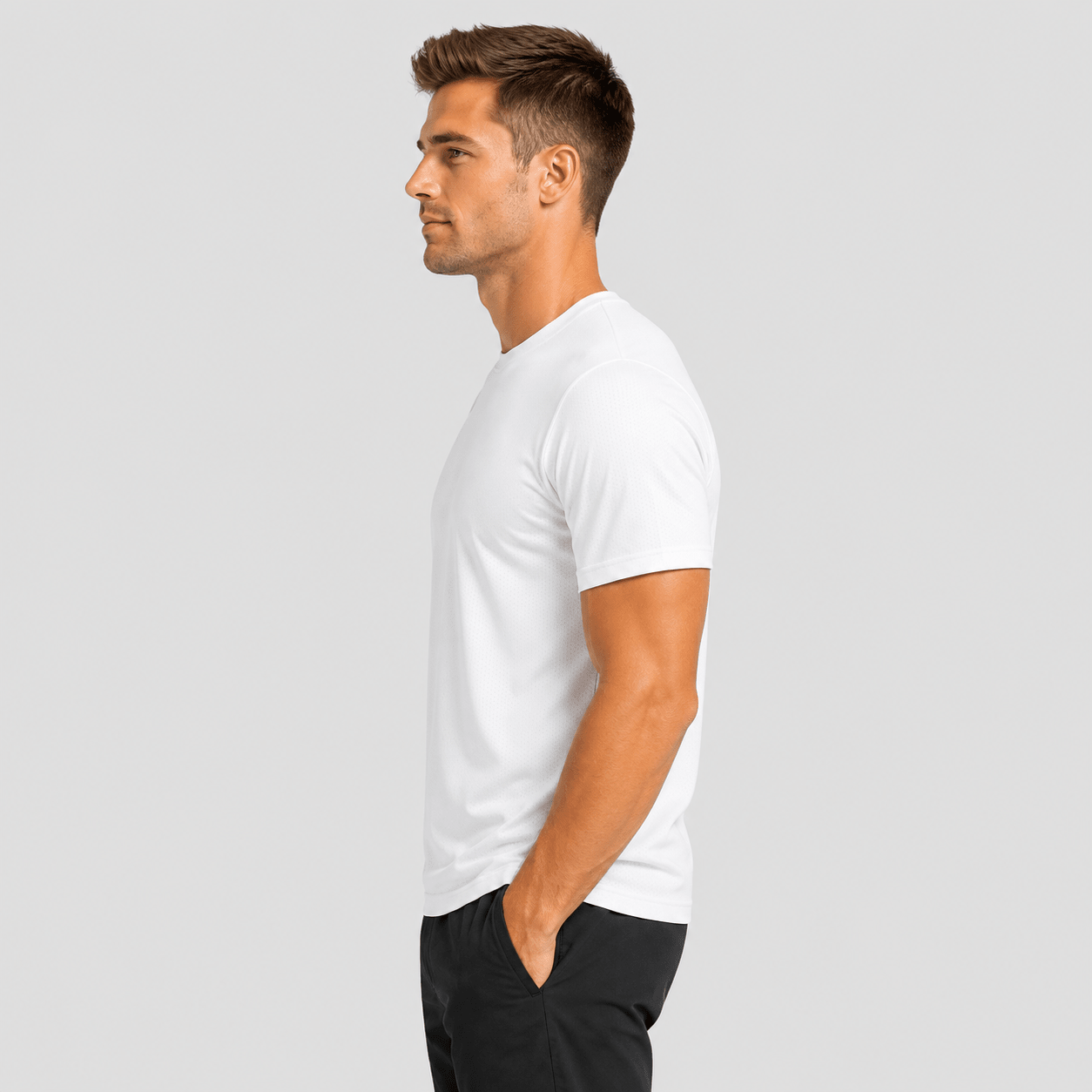 Men's Breathable Mesh Workout T-Shirt – Quick Dry 4-Way Stretch White by MAGCOMSEN