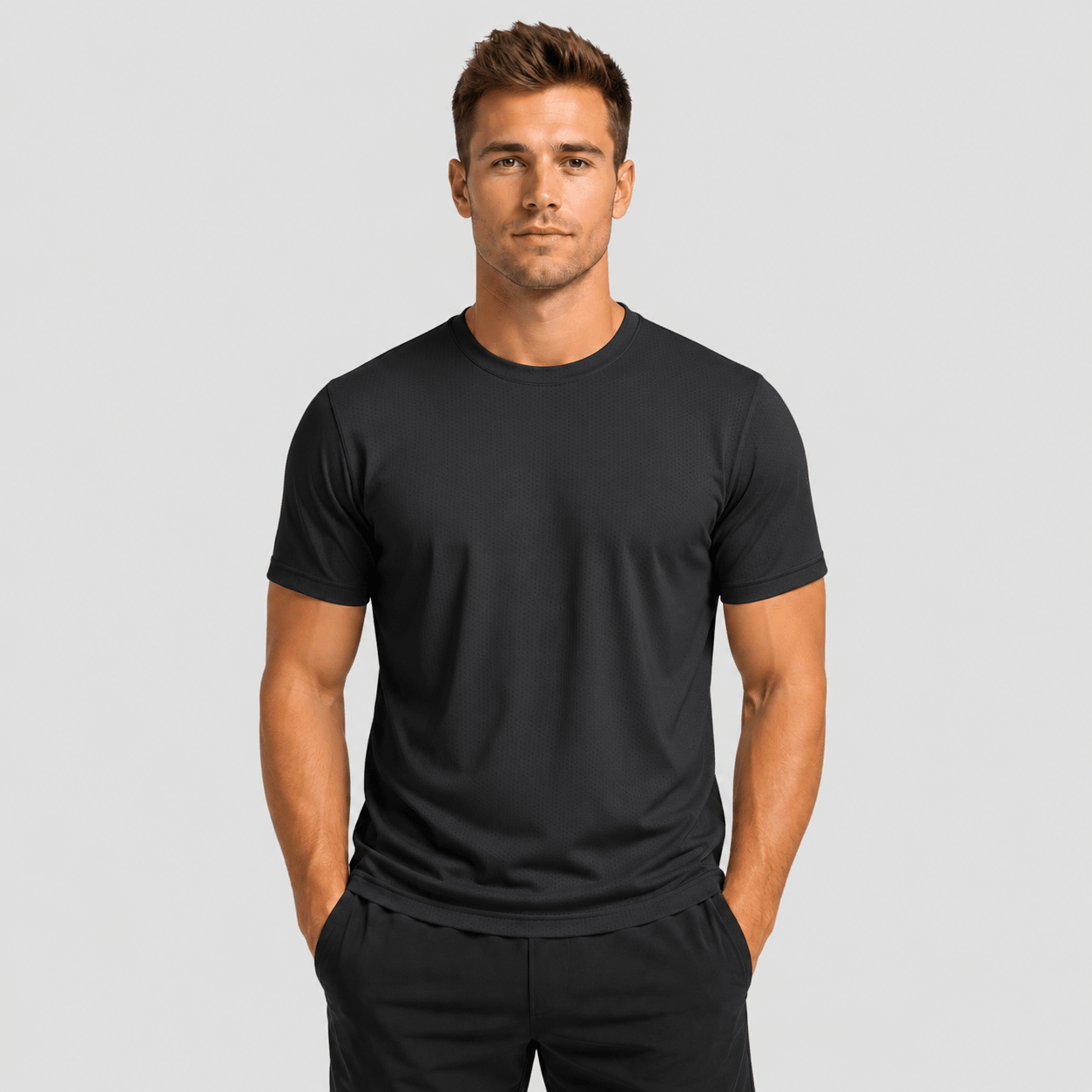 Men's Breathable Mesh Workout T-Shirt – Quick Dry 4-Way Stretch Black by MAGCOMSEN