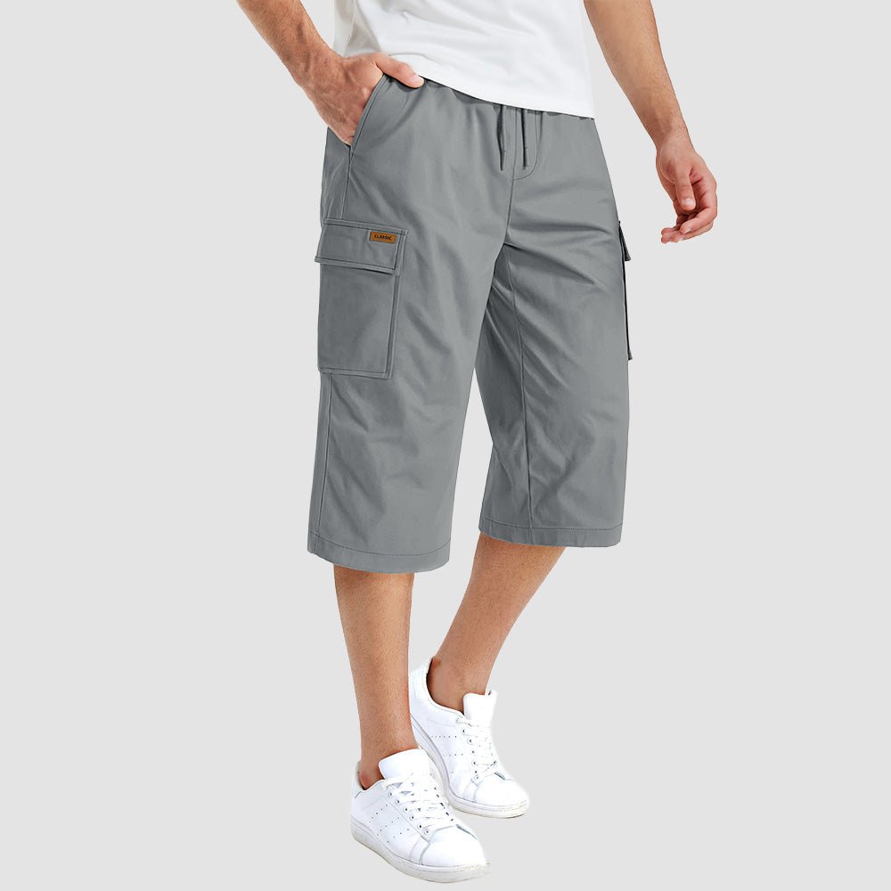 Men's Cotton Cargo Shorts - Below Knee Stretch Work Shorts Light Grey by MAGCOMSEN