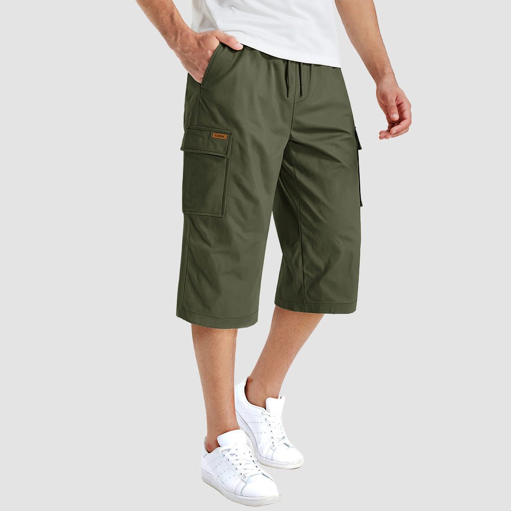 Men's Cotton Cargo Shorts - Below Knee Stretch Work Shorts Army Green by MAGCOMSEN