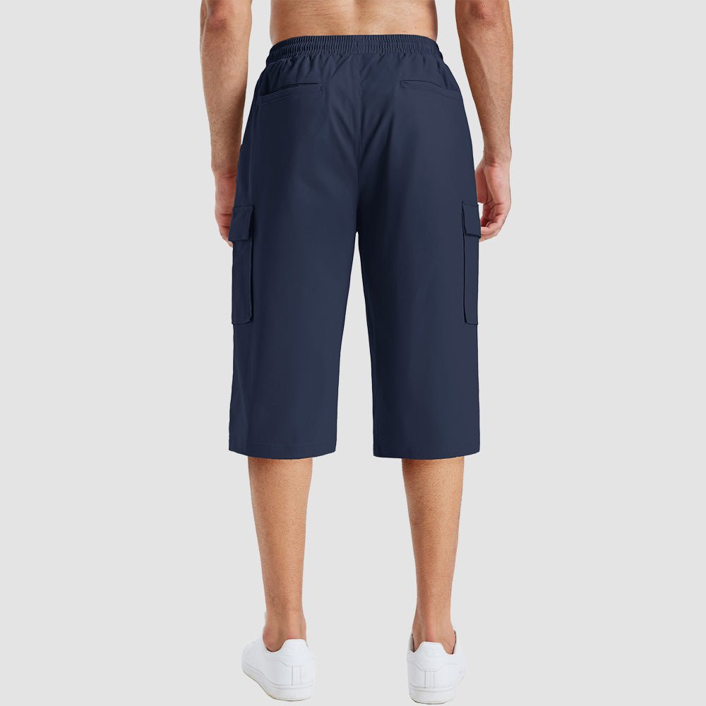 Men's Cotton Cargo Shorts - Below Knee Stretch Work Shorts Navy by MAGCOMSEN