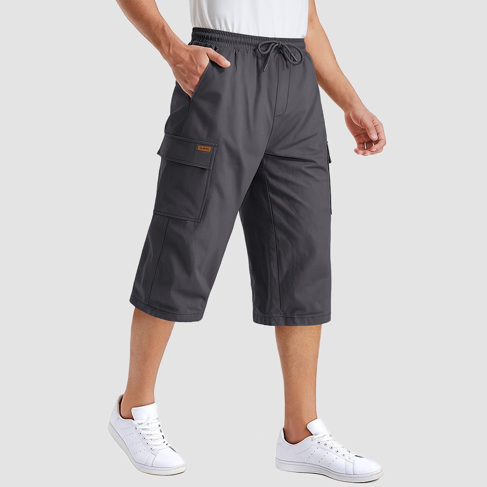 Men's Cotton Cargo Shorts - Below Knee Stretch Work Shorts Deep Grey by MAGCOMSEN