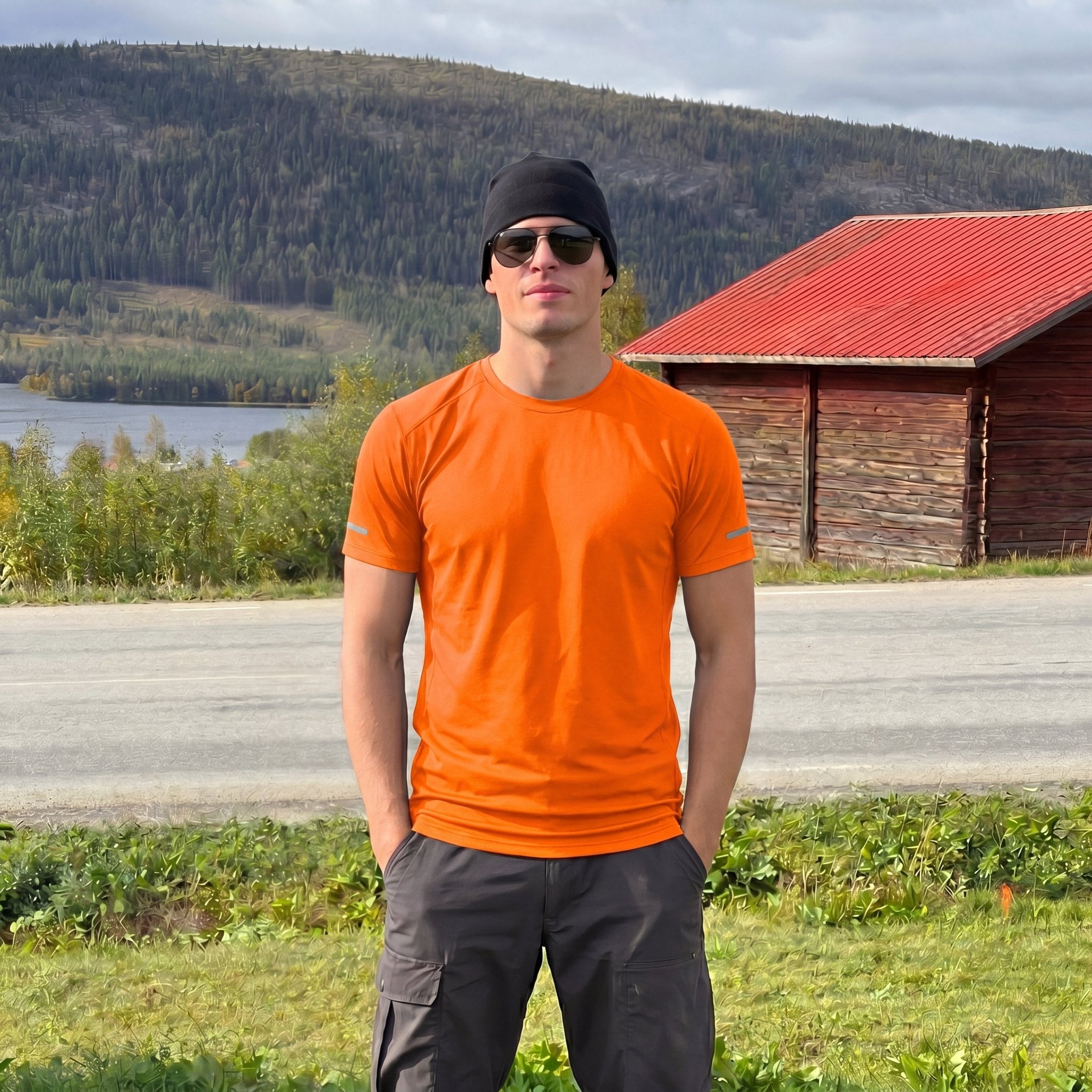 Men's Dry Fit Sun Protection Stretch Training & Sports T-Shirts Orange by MAGCOMSEN