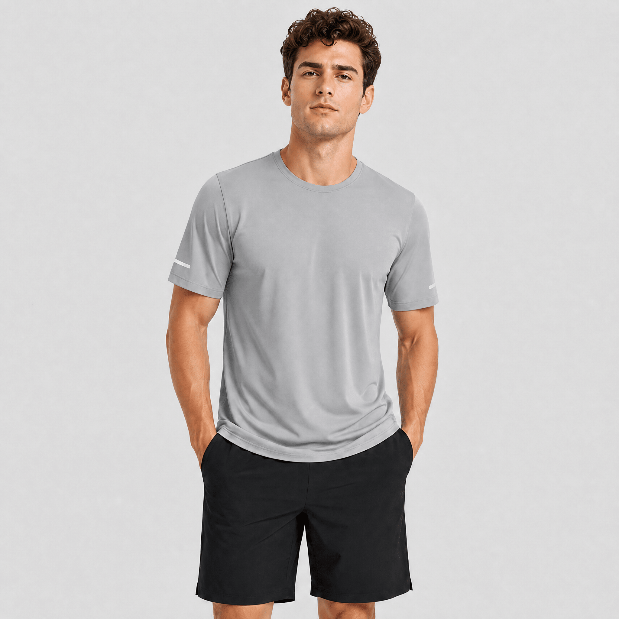 Light Grey MAGCOMSEN Men's Dry Fit Sun Protection Stretch Training & Sports T-Shirts in #Color_Light Grey