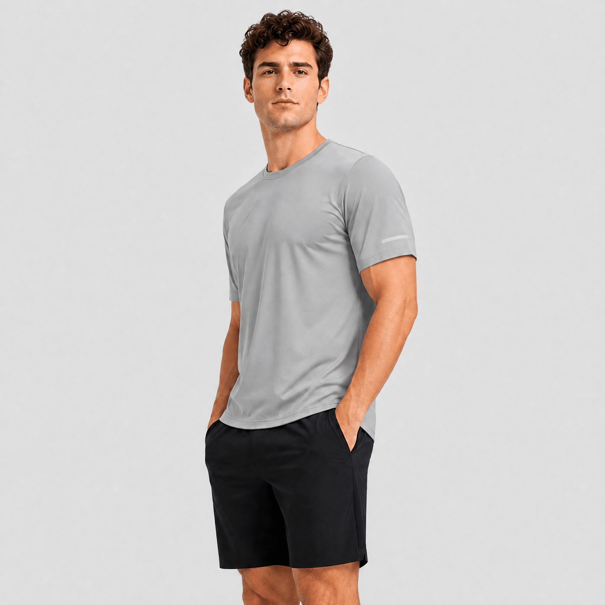 Light Grey MAGCOMSEN Men's Dry Fit Sun Protection Stretch Training & Sports T-Shirts in #Color_Light Grey