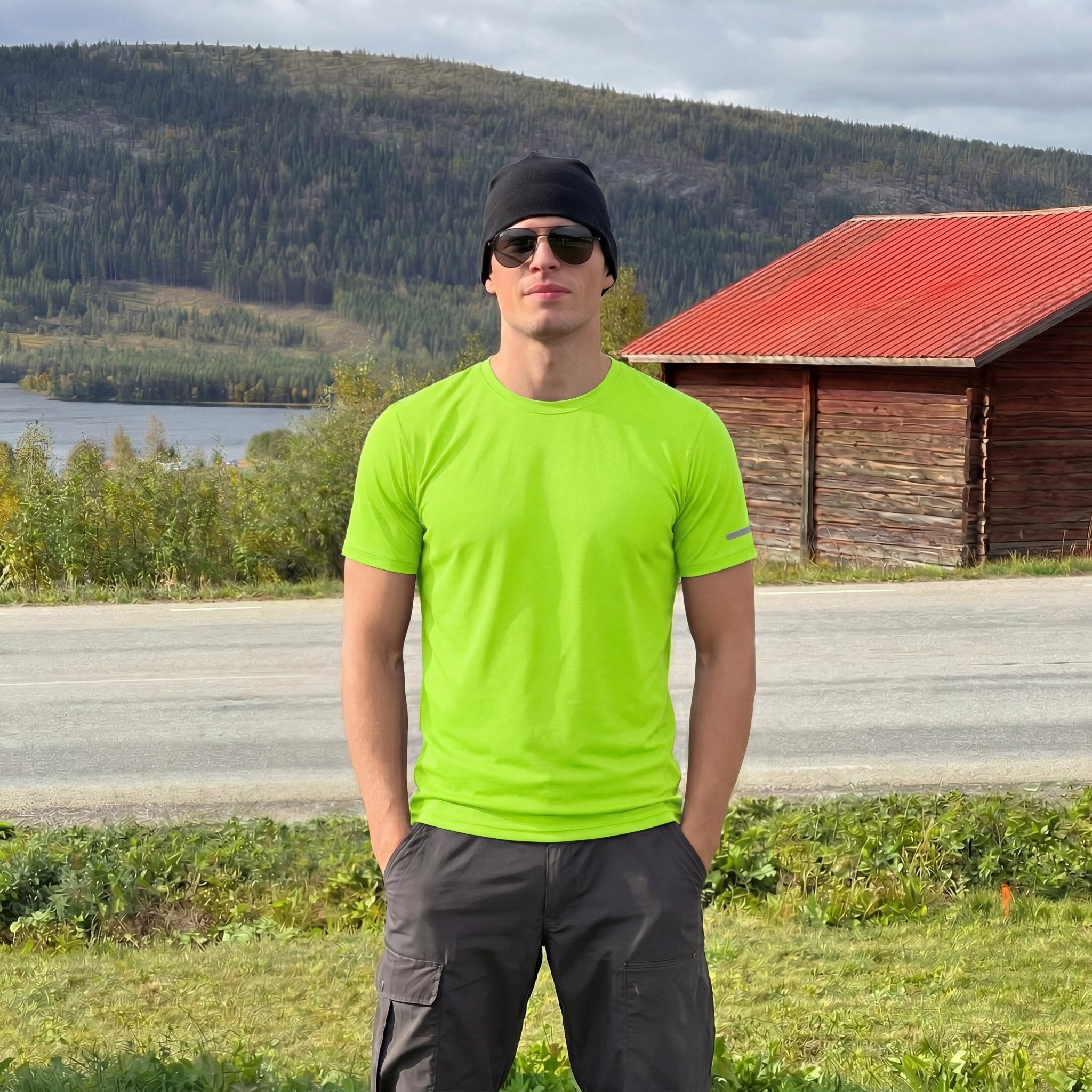 Men's Dry Fit Sun Protection Stretch Training & Sports T-Shirts Green by MAGCOMSEN