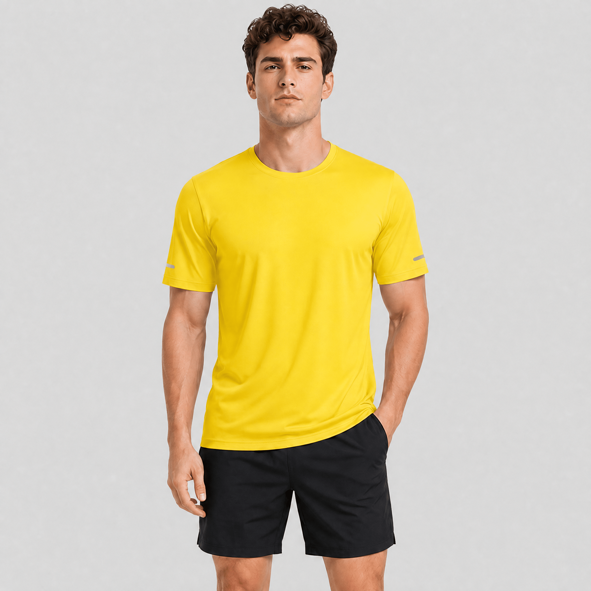 Yellow MAGCOMSEN Men's Dry Fit Sun Protection Stretch Training & Sports T-Shirts in #Color_Yellow
