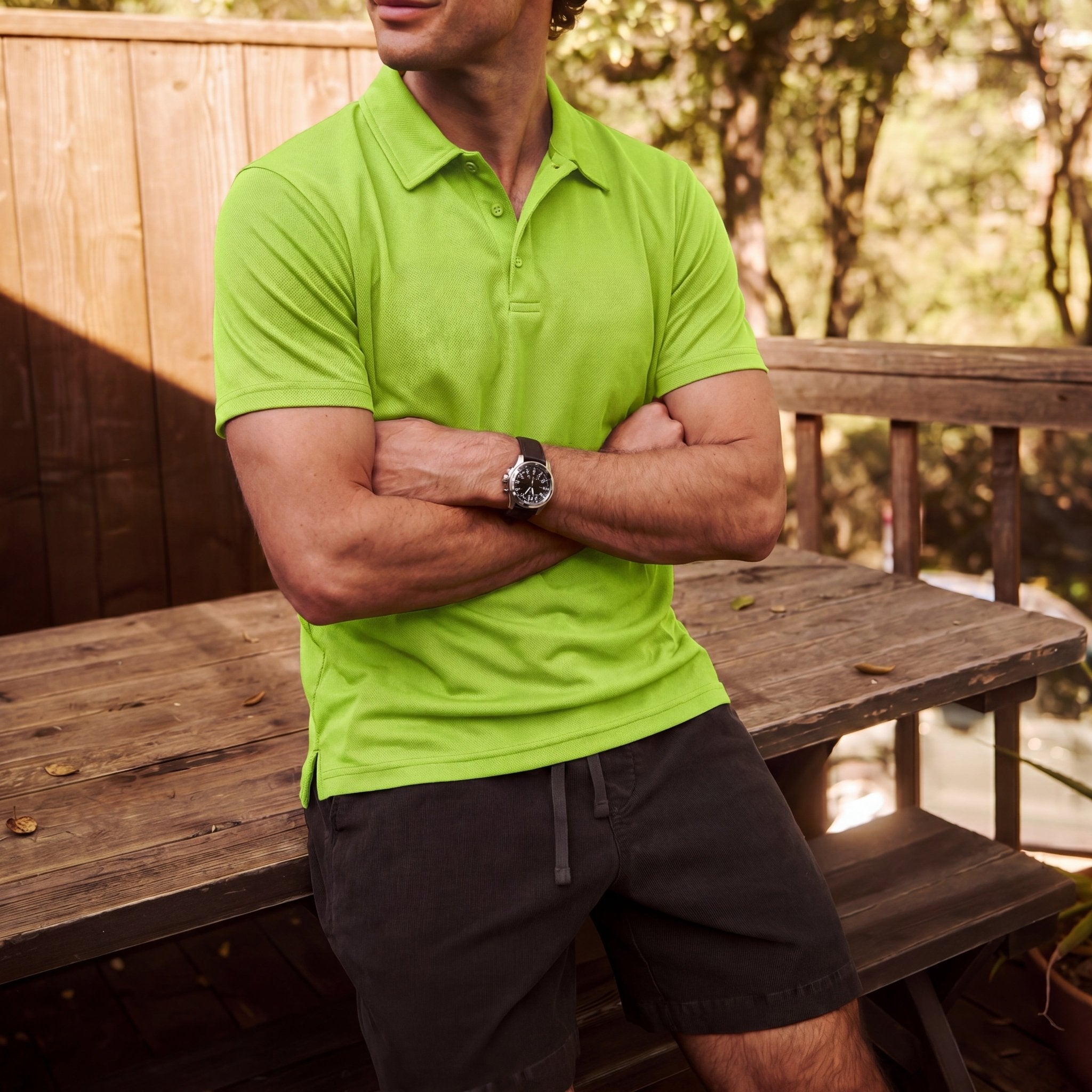 Men's Golf Quick Dry Polo Shirt Yellow Green by MAGCOMSEN