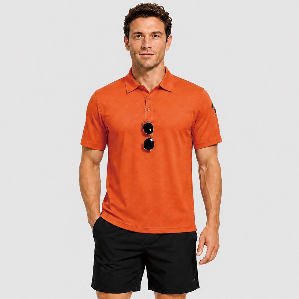 Orange MAGCOMSEN Men's Golf Quick Dry Polo Shirt in #Color_Orange