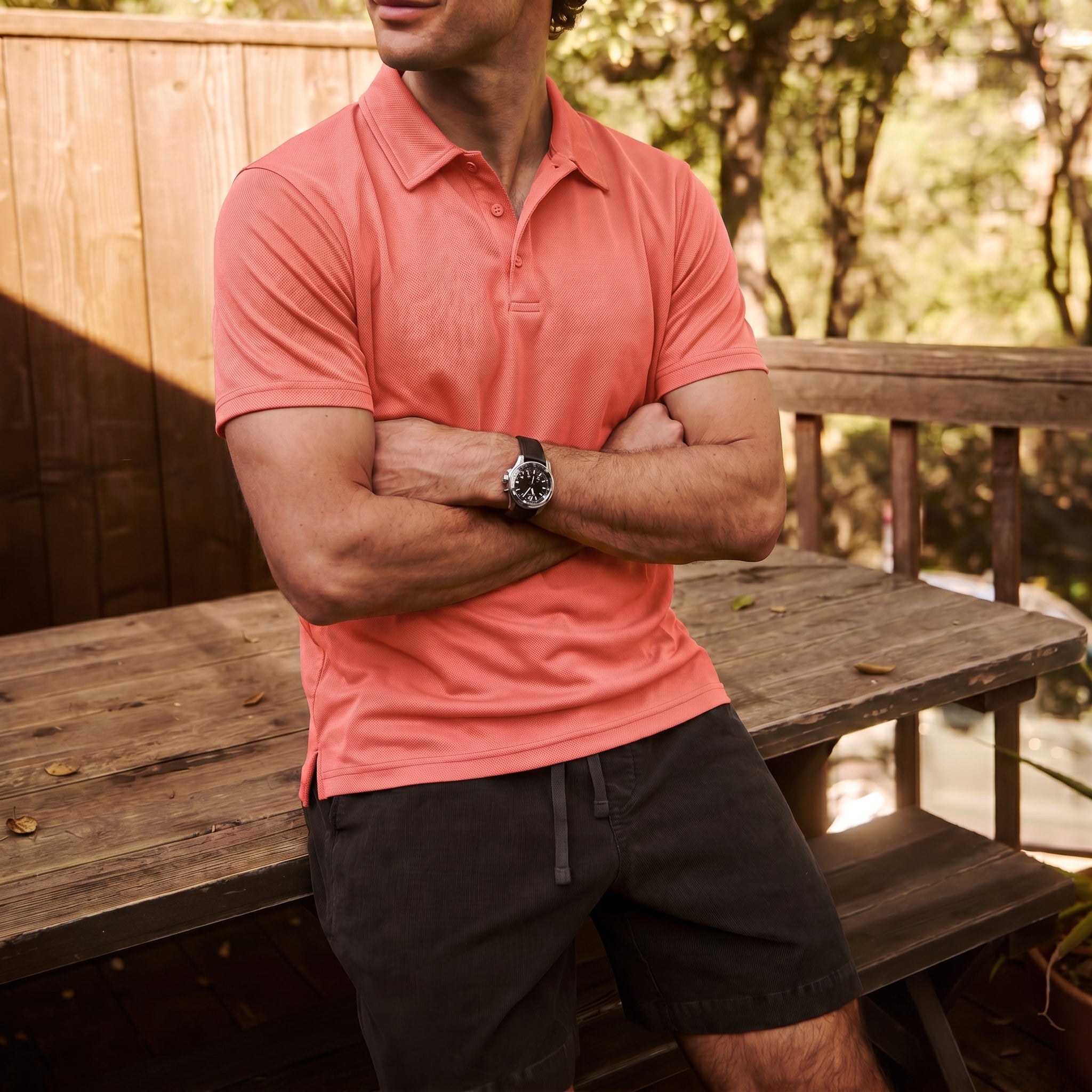Men's Golf Quick Dry Polo Shirt Watermelon Red by MAGCOMSEN