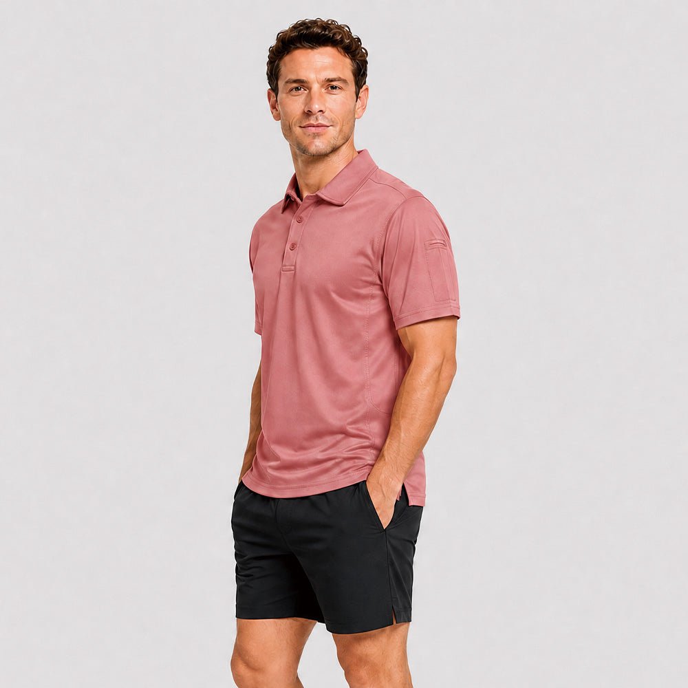 Grey Pink MAGCOMSEN Men's Golf Quick Dry Polo Shirt in #Color_Grey Pink