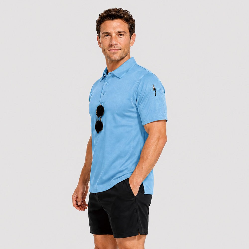 Sky Blue MAGCOMSEN Men's Golf Quick Dry Polo Shirt in #Color_Sky Blue