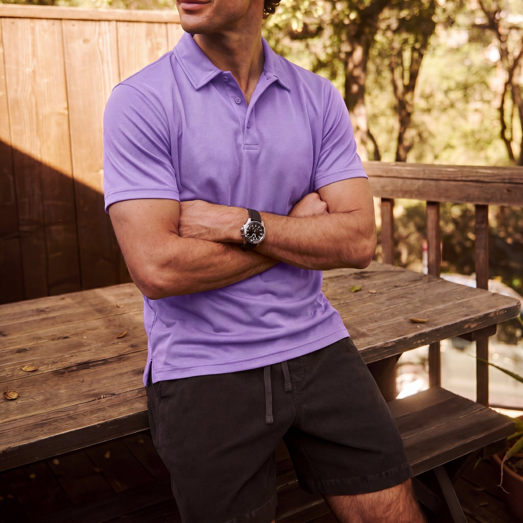 MAGCOMSEN Men's Golf Quick Dry Polo Shirt Lavender by MAGCOMSEN #Color_Lavender