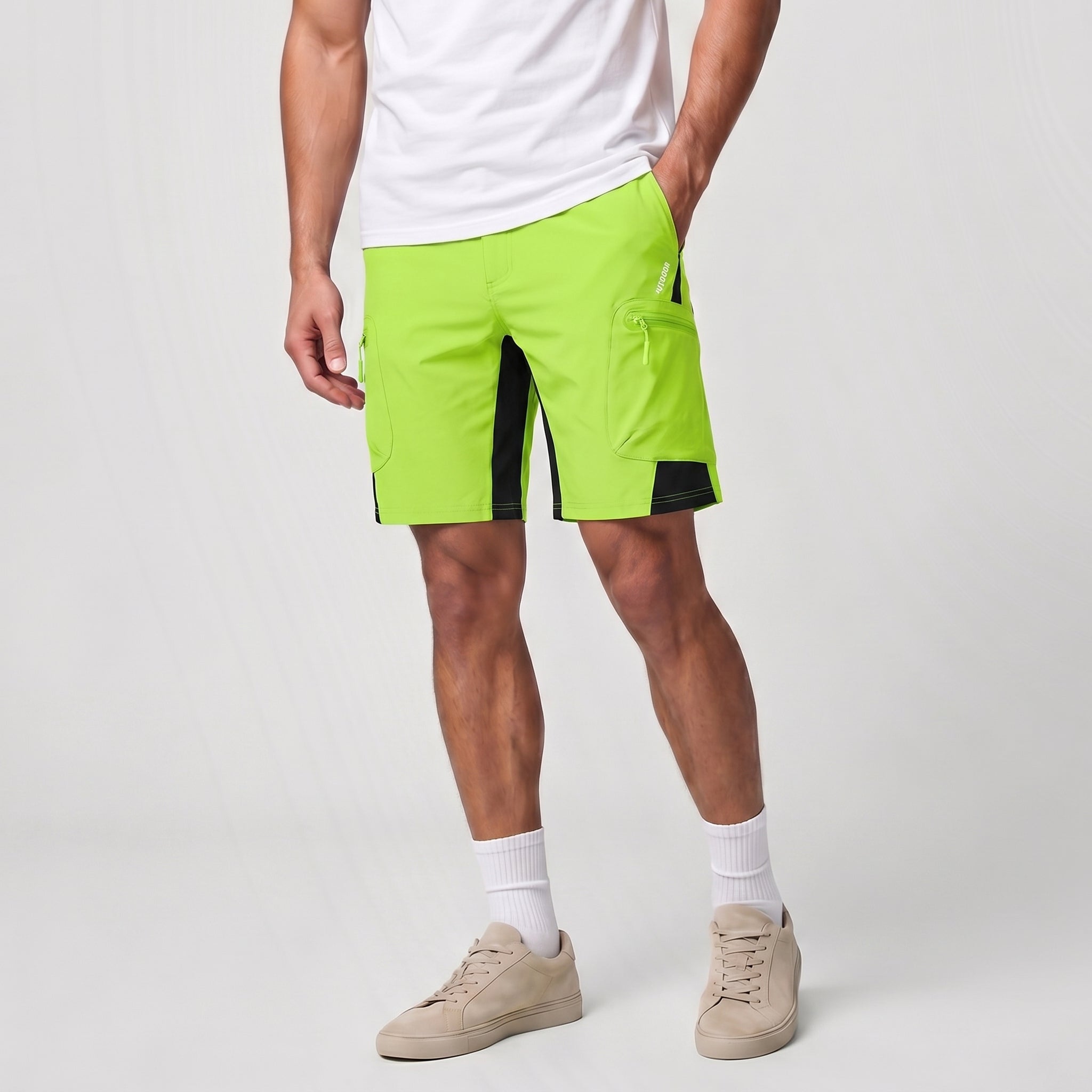Yellow Green MAGCOMSEN Men's Hiking Cargo Shorts - Water Resistant Quick Dry Golf Shorts in #Color_Yellow Green