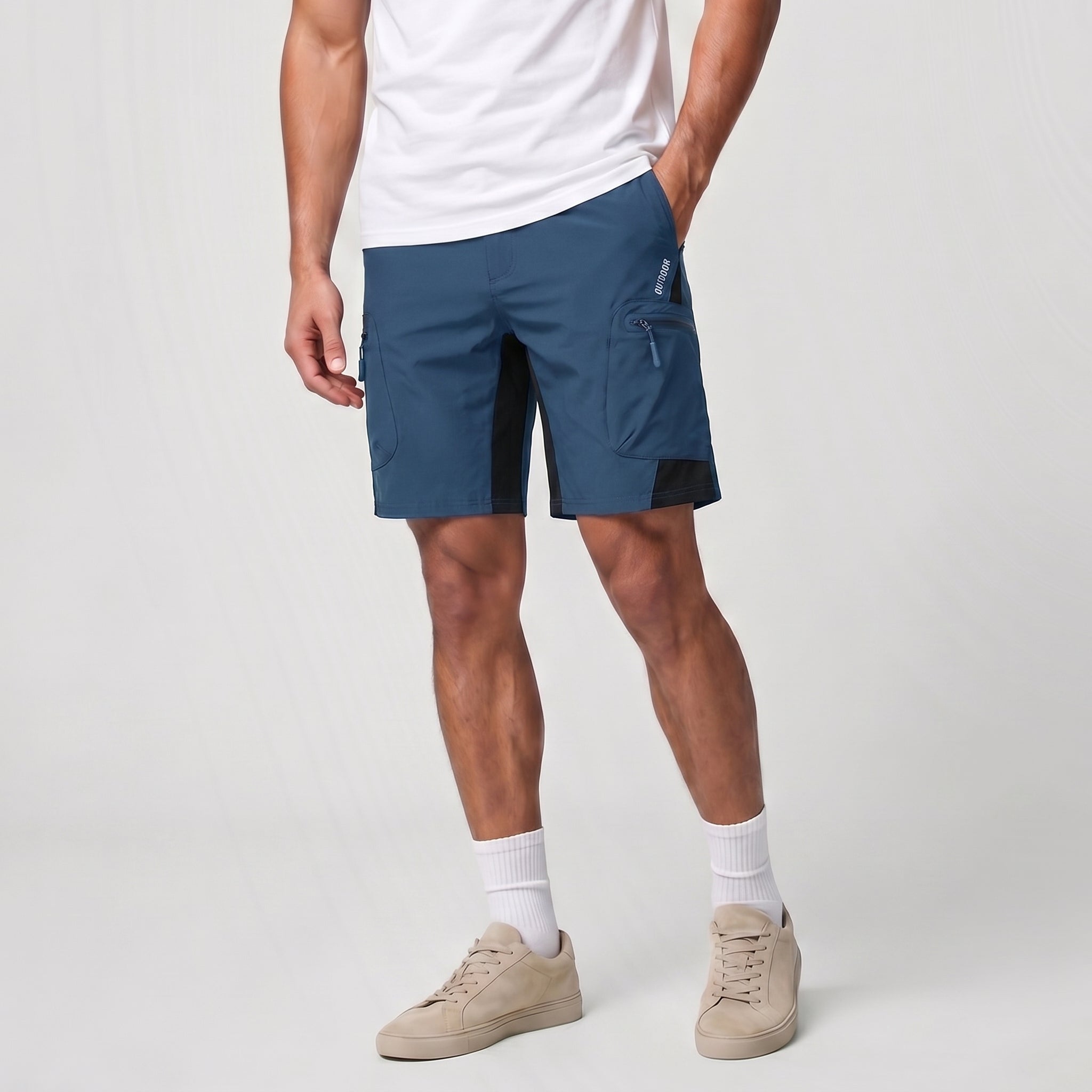 Blue Grey MAGCOMSEN Men's Hiking Cargo Shorts - Water Resistant Quick Dry Golf Shorts in #Color_Blue Grey