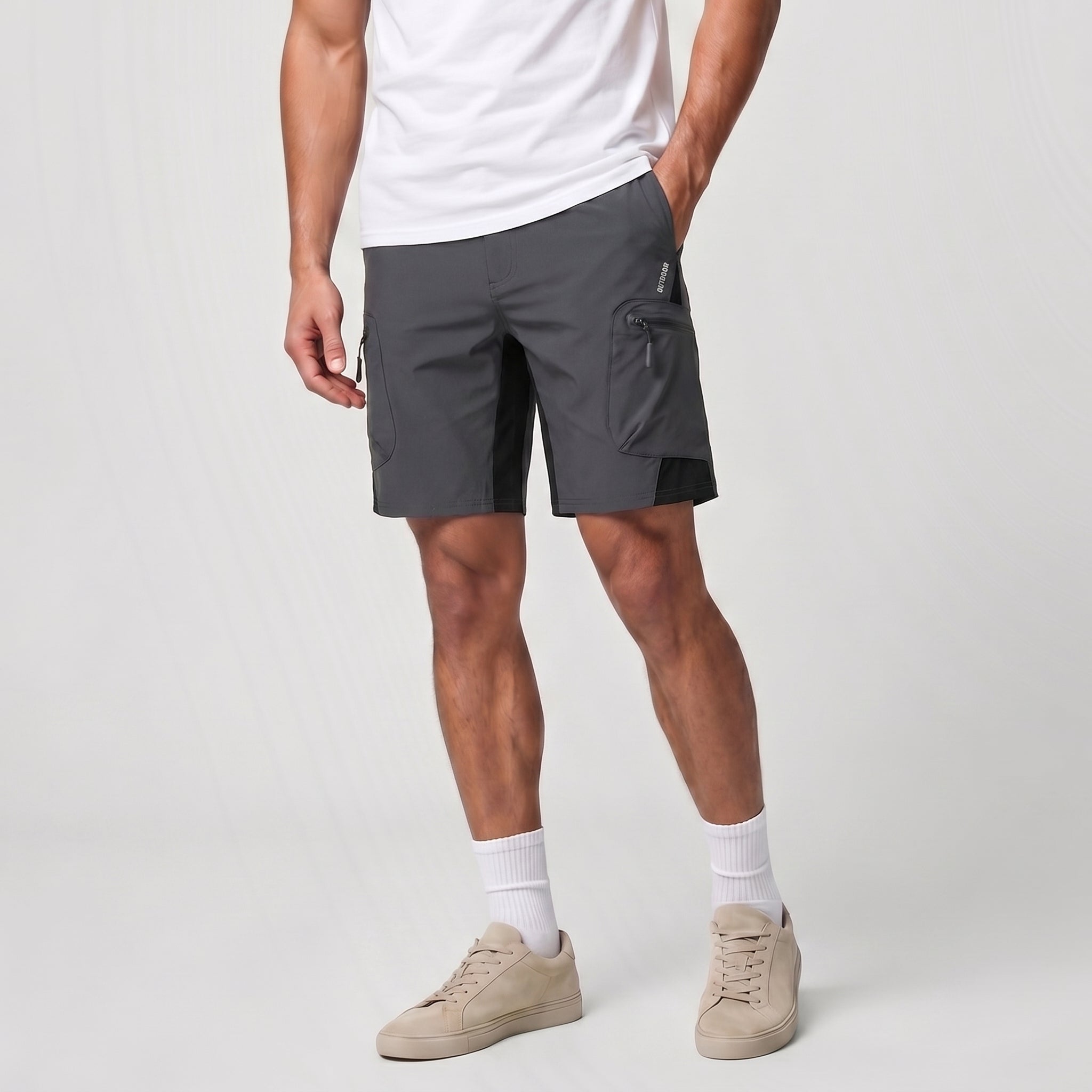 Dark Grey MAGCOMSEN Men's Hiking Cargo Shorts - Water Resistant Quick Dry Golf Shorts in #Color_Dark Grey