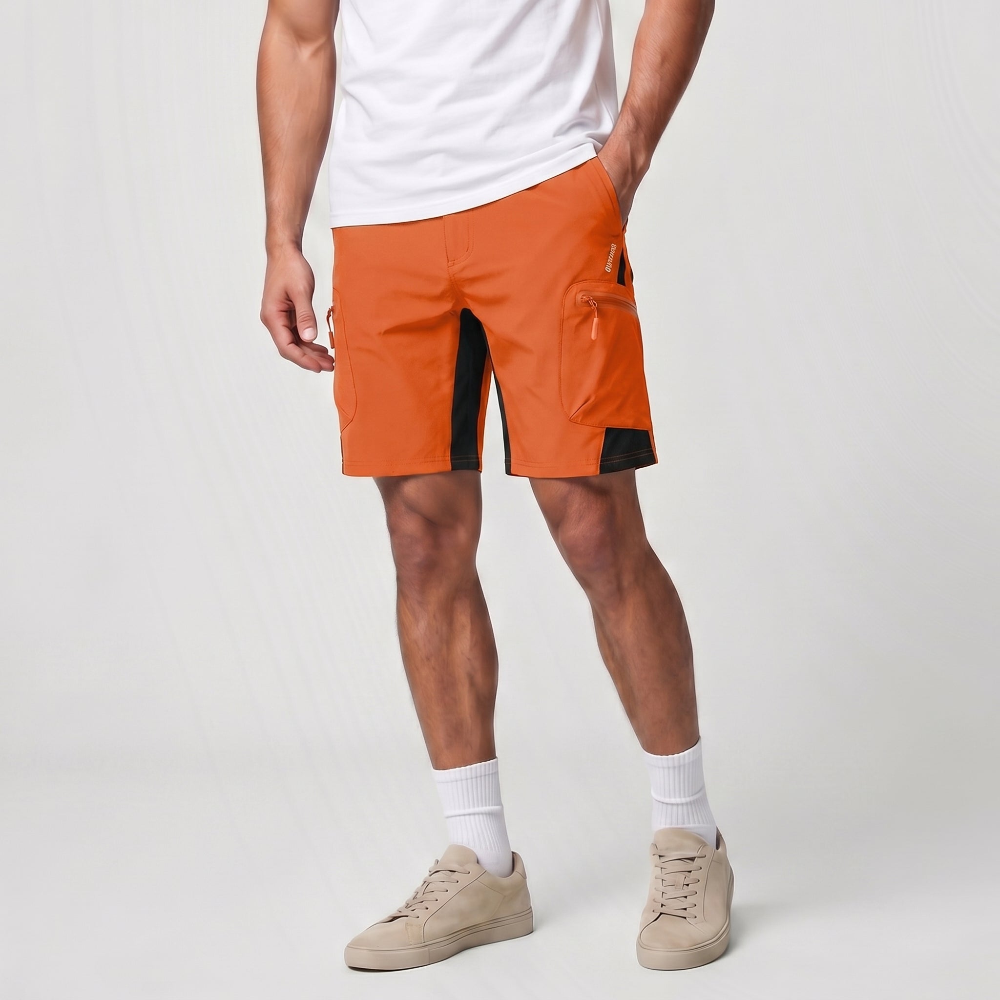 Orange MAGCOMSEN Men's Hiking Cargo Shorts - Water Resistant Quick Dry Golf Shorts in #Color_Orange