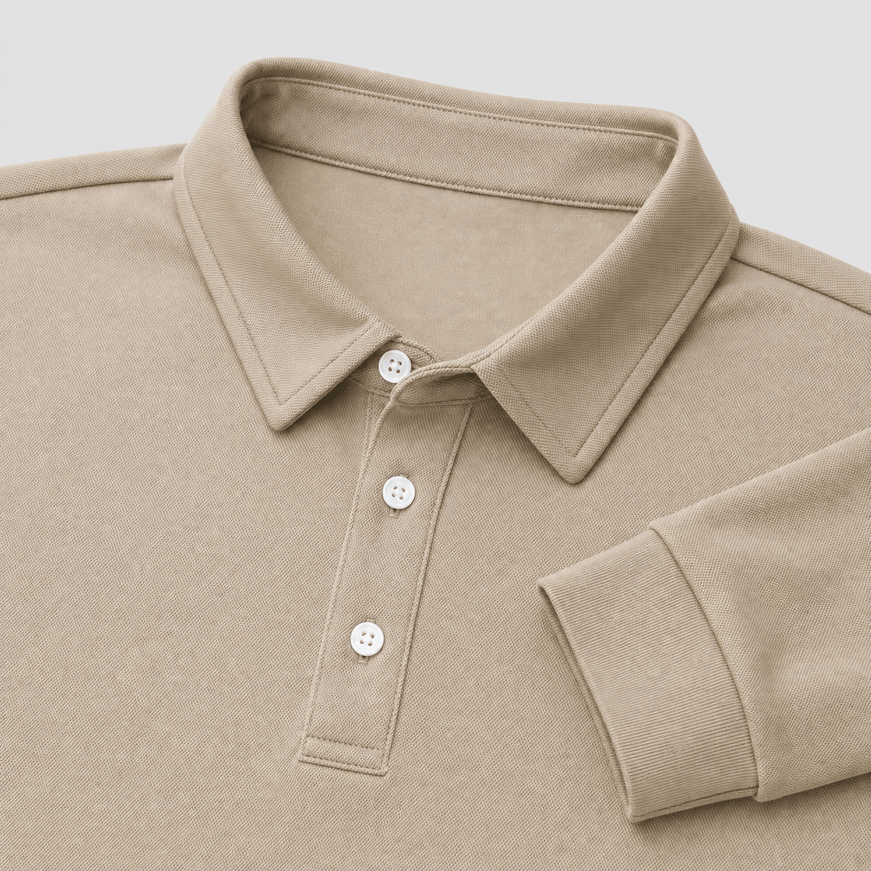 Men's Long Sleeve Quick-Dry Polo Shirt UPF Sun Protection Khaki by MAGCOMSEN