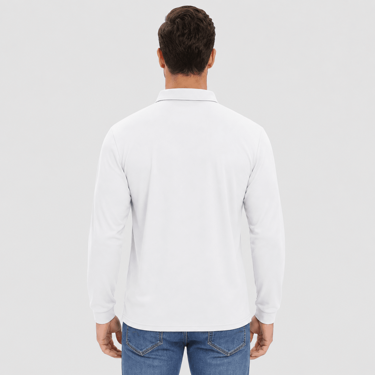 Men's Long Sleeve Quick-Dry Polo Shirt UPF Sun Protection Navy by MAGCOMSEN