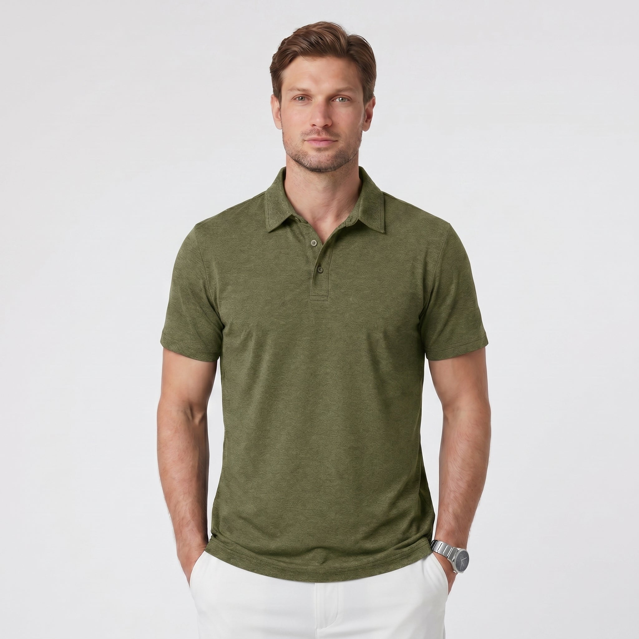 Men's Performance Polo Shirt - Lightweight Outdoor Polo Army Green by MAGCOMSEN