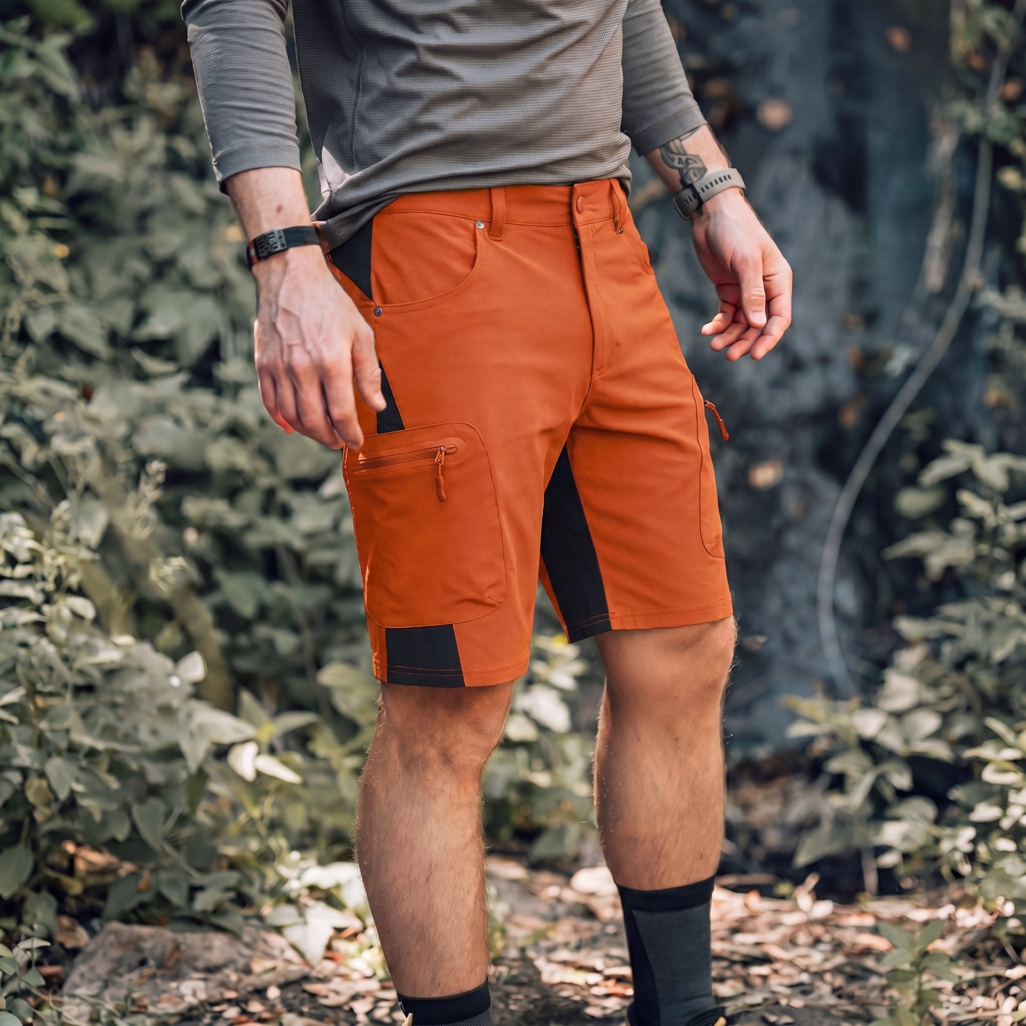 Orange Men's Quick Dry Cargo Shorts - MAGCOMSEN #Color_Orange