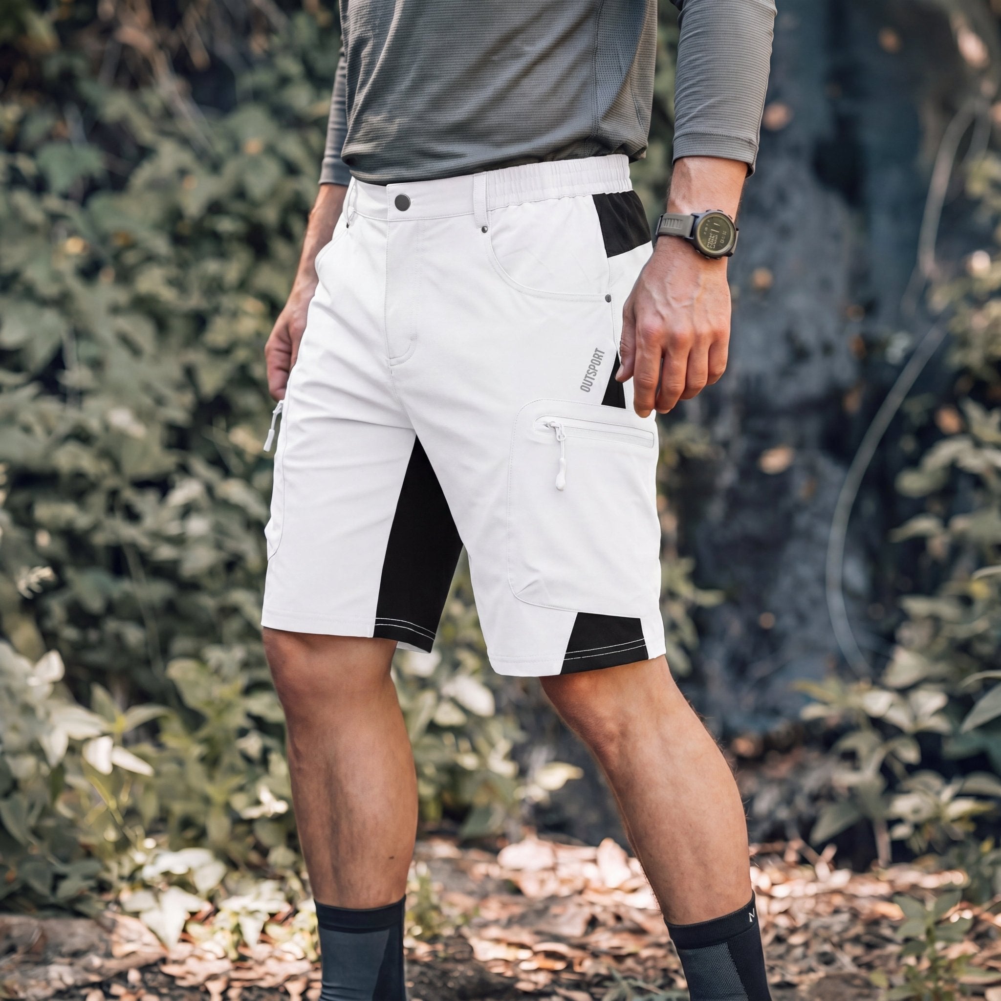 White Men's Quick Dry Cargo Shorts - MAGCOMSEN #Color_White