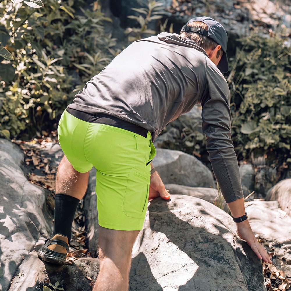 Yellow Green Men's Quick Dry Cargo Shorts - MAGCOMSEN #Color_Yellow Green