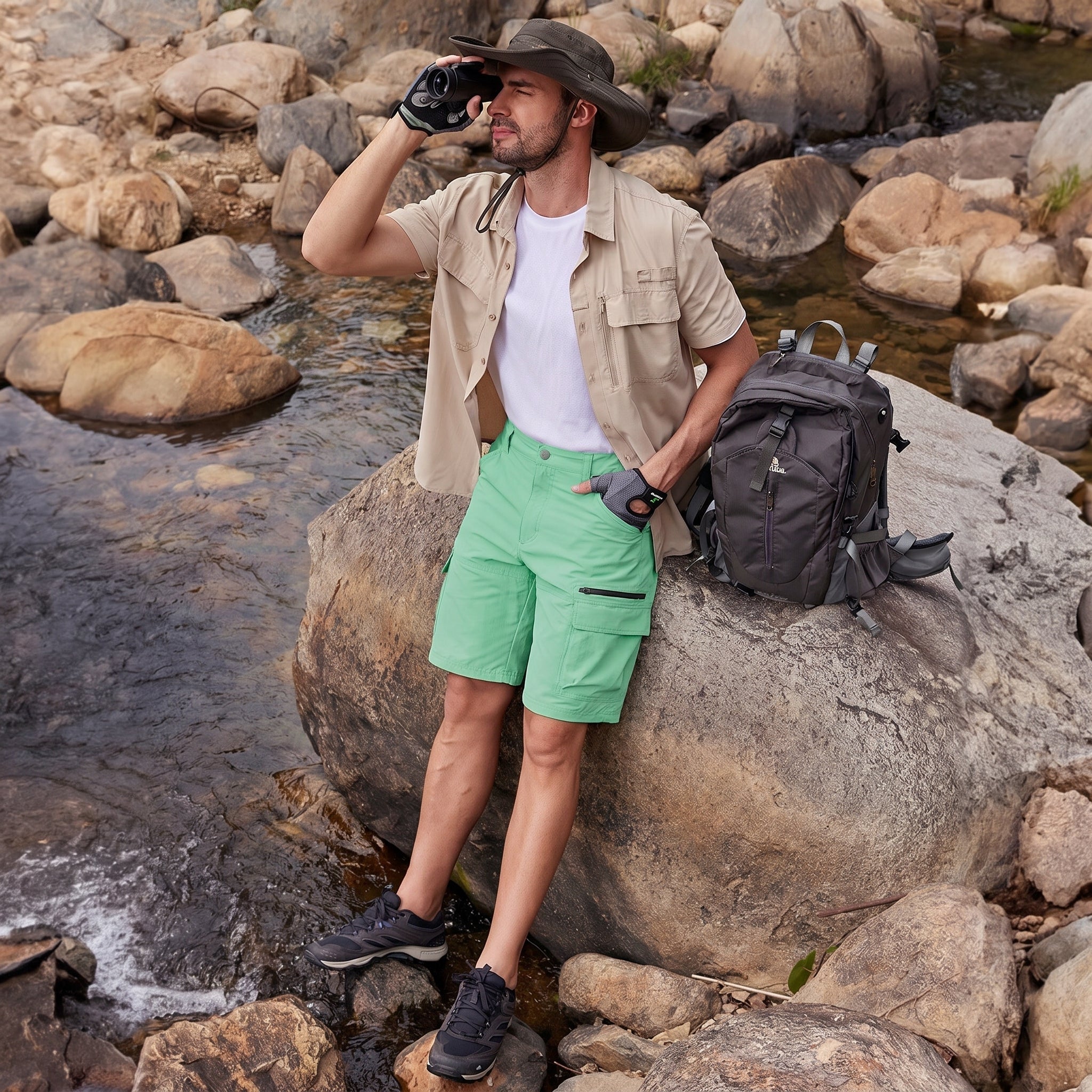 Men's Quick Dry Cargo Shorts Mint by MAGCOMSEN