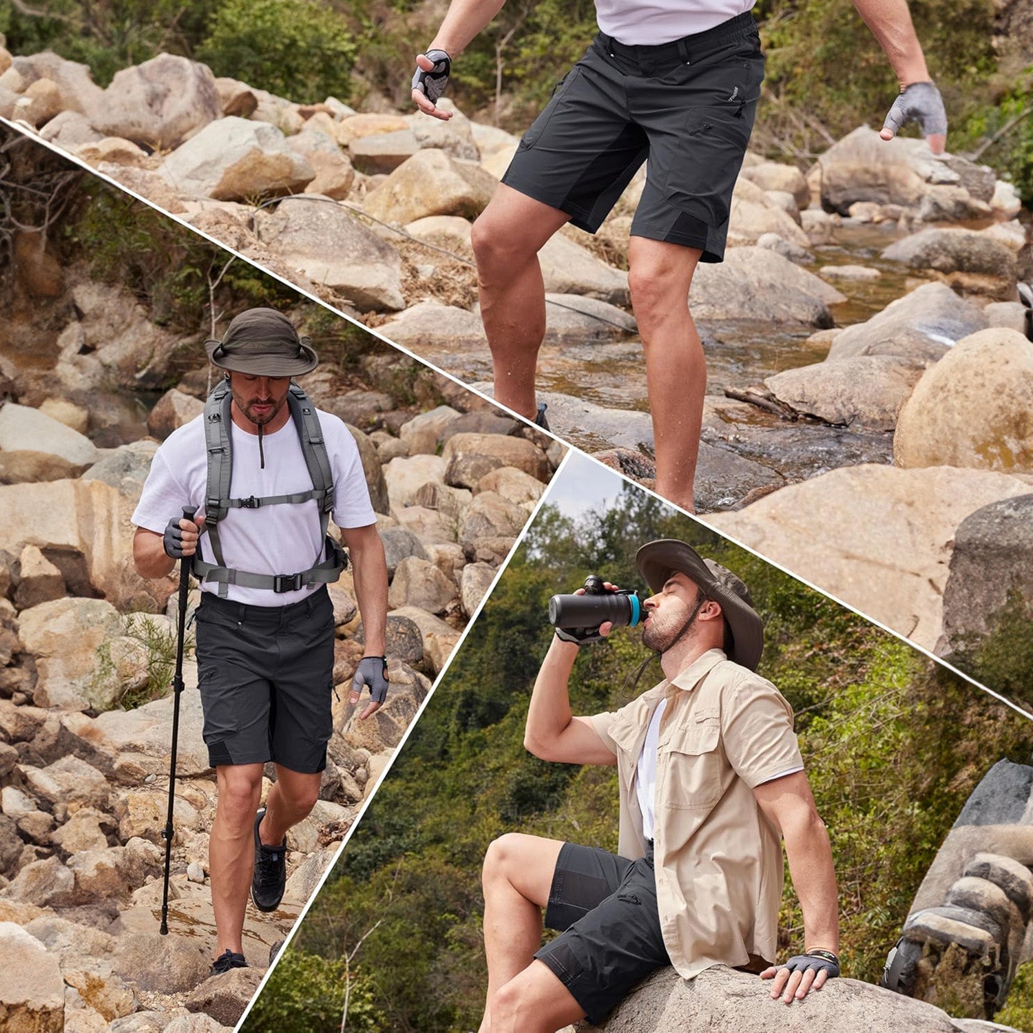 Dark Grey Men's Quick Dry Cargo Shorts - MAGCOMSEN