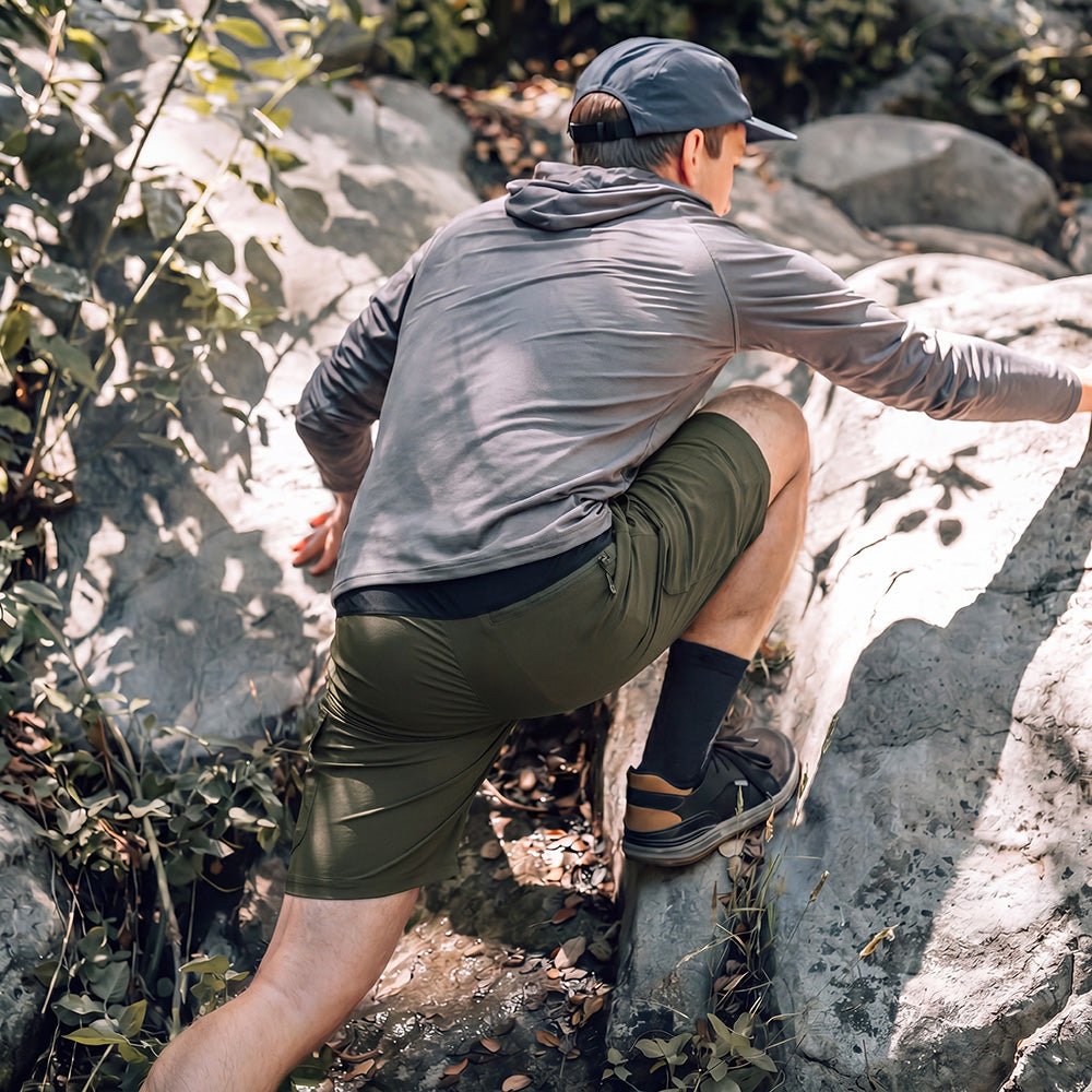 Green Men's Quick Dry Cargo Shorts - MAGCOMSEN #Color_Green