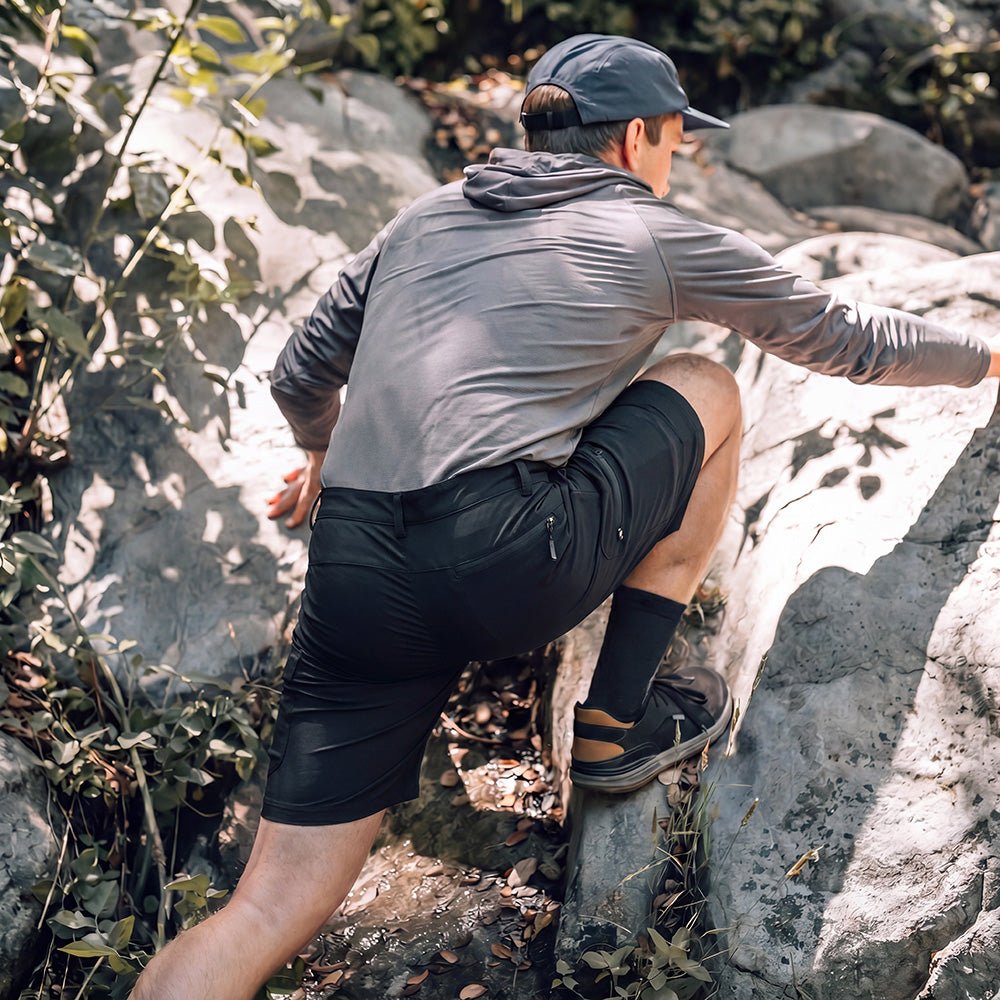 Black Men's Quick Dry Cargo Shorts - MAGCOMSEN #Color_Black