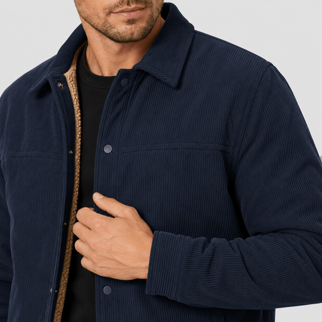 Men's Sherpa-Lined Corduroy Winter Jacket Dark Brown by MAGCOMSEN