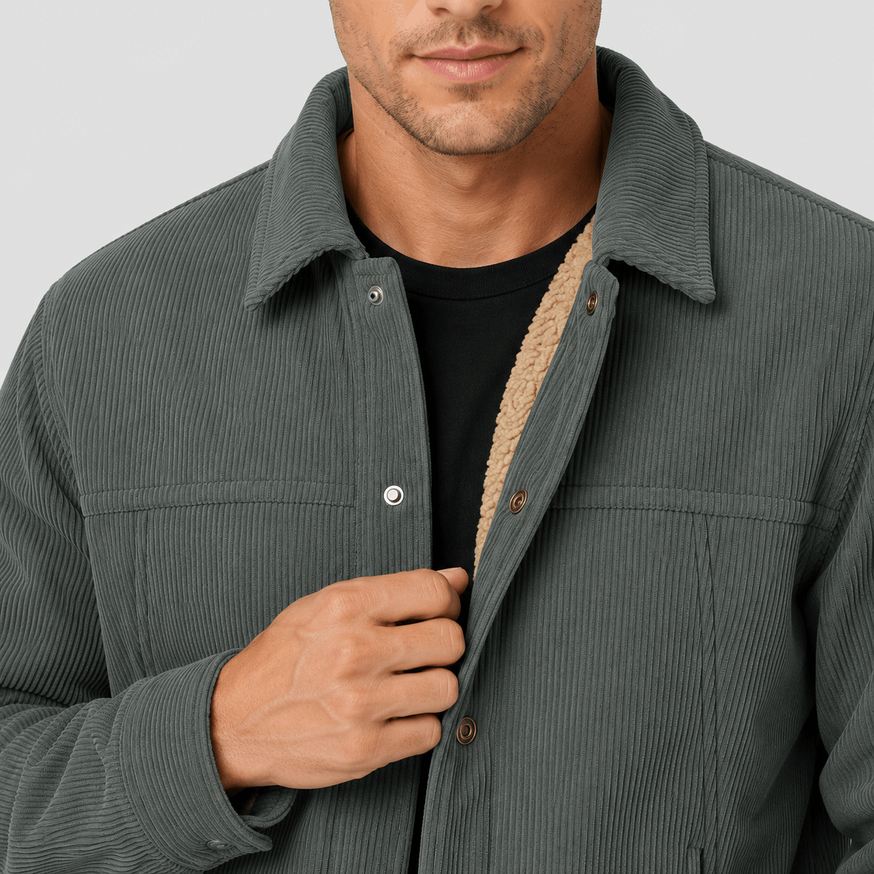 Men's Sherpa-Lined Corduroy Winter Jacket Dark Brown by MAGCOMSEN