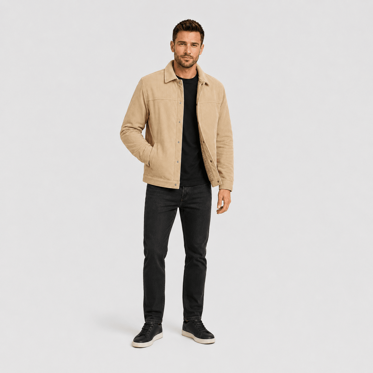 Men's Sherpa-Lined Corduroy Winter Jacket Dark Brown by MAGCOMSEN